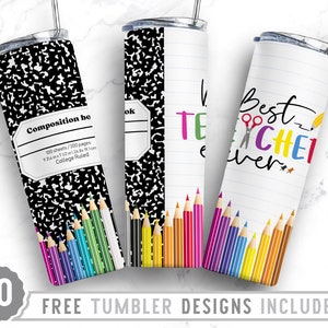 20 Unzen Skinny Tumbler Design Sublimationsvorlage Bester Lehrer aller Zeiten, Lehrer Wertschätzung, Glitter, Wrap Sublimation Straight & Tapered Tumbler