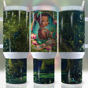 40oz Princess Tiana Quencher Tumbler Wrap, Cartoon Character, Princess Tiana, Anime, Love, Png, Wrap, Sublimation, Seamless, Tumbler Design