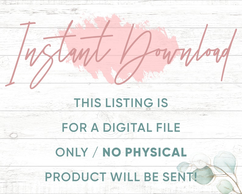 Pu&ograve; includere: Una grafica di download digitale con uno sfondo acquerellato rosa e il testo "Download immediato" in un font corsivo. Il testo "QUESTO ELENCO &Egrave; PER UN FILE DIGITALE SOLO / NESSUN PRODOTTO FISICO SAR&Agrave; INVIATO!" &egrave; scritto in un font turchese su uno sfondo di legno bianco.