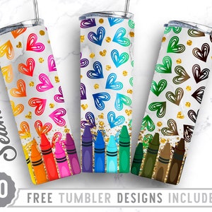 Bundle 20oz Skinny Tumbler Design Sublimation Template Teacher, Teacher Png, Heart Skinny Design, Wrap Sublimation Straight&Tapered Tumbler