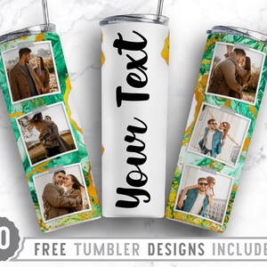 20oz Photo Frame Marble Skinny Tumbler Sublimation Png, Picture Family Frame, Collage, Glitter,Sublimation,Png,Straight &Tapered Tumbler Png