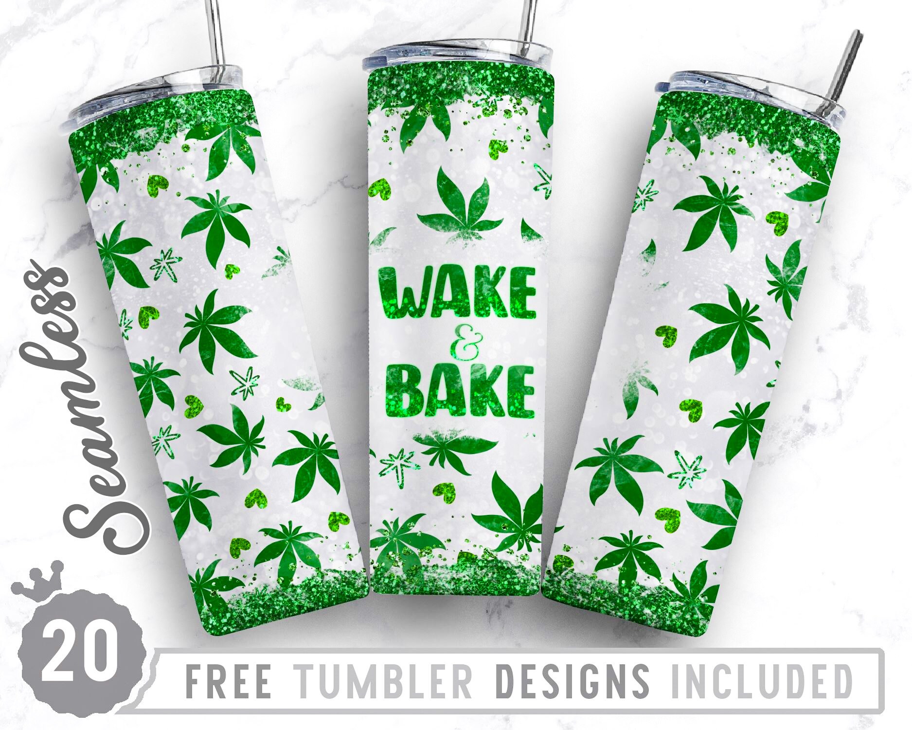 20oz Skinny Tumbler Weed Sublimation Design Templates Weed Etsy
