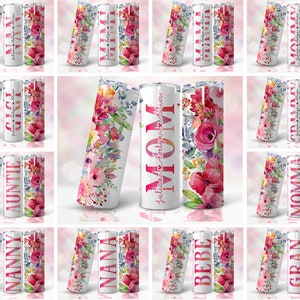 Paquete de más de 50 Big Mom, Sublimación de vaso flaco de 20 oz Png, Día de la Madre, Groovy, Boho, Floral, Wrap, Png, Diseño Png de vaso recto y cónico
