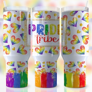 40oz Pride Tribe Quencher Tumbler Wrap, Pride, Lgbtq, Rainbow, Gay Pride, LGBTQIA+, Love, Glitter, Wrap, Sublimation,Seamless,Tumbler Design