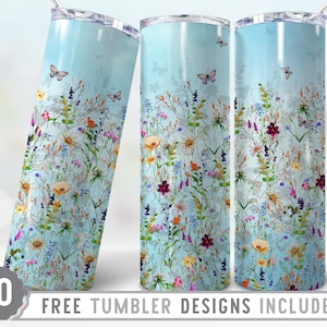 20oz Wild Flower Skinny Tumbler Sublimation Png, Roses, Flowers, Groovy, Boho, Floral , Sublimation,Png,Straight &Tapered Tumbler Png Design