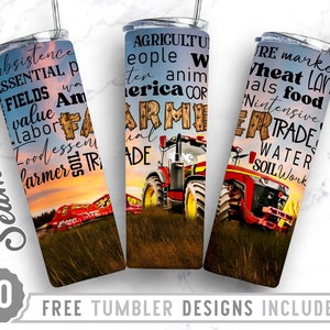 20oz Skinny Tumbler Design Sublimation Template Farm Life, Tractor Field, Farming, Farm Life Png, Wrap Sublimation Straight&Tapered Tumbler