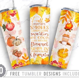 20oz Fall Skinny Tumbler Sublimation Png, Pumpkin, Autumn, Fall Vibes, Hello Fall, Thanksgiving, Png, Straight &Tapered Tumbler Png Design