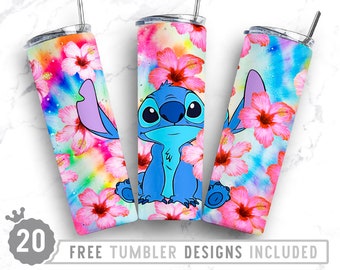 Anime cartoon 20oz Skinny Tumbler Wrap Design PNG, Pink Hibiscus, Straight&Tapered Tumbler Design, Digital Download, Png file