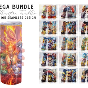 Mega Bundle 20oz Cartoon Character Skinny Tumbler Wrap Png, Movies Tumbler Wrap, 80s, 90s,Anime, Wrap, Big Bundle,Straight &Tapered Tumbler
