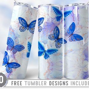 Butterfly Sublimation Designs 20oz Skinny Tumbler Wrap Design PNG, Butterfly Tumbler Png, Straight&Tapered Tumbler Design Butterfly Theme