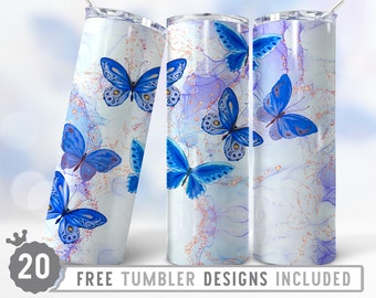 Butterfly Sublimation Designs 20oz Skinny Tumbler Wrap Design PNG, Butterfly Tumbler Png, Straight&Tapered Tumbler Design Butterfly Theme