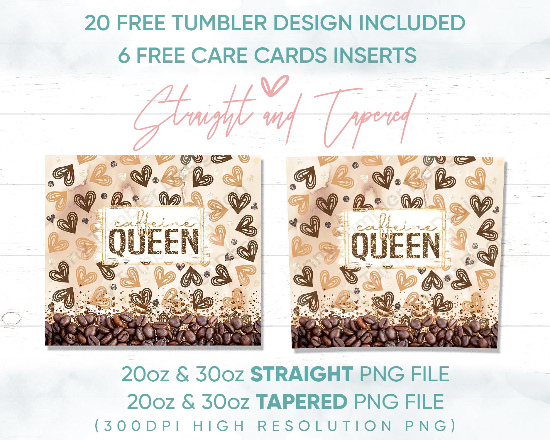 20oz Skinny Tumbler Design Sublimation Template Coffee, Caffeine Queen ...