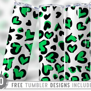 20oz Leopard Skinny Tumbler Sublimation Png, Leopard Glitter, Hearts, Love, Cheetah, Seamless,Print,Png,Straight &Tapered Tumbler Png Design