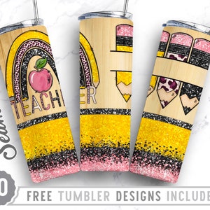 Profesor 20oz Skinny Tumbler Wrap Diseño PNG, Diseño de vaso recto y cónico, Descarga digital, Vaso de profesor, Monograma de lápiz Png, Archivo png