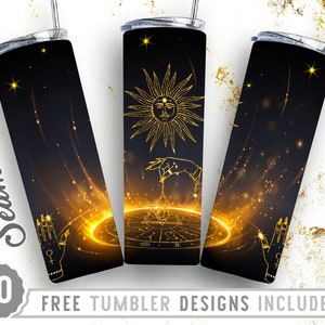 20oz Skinny Tumbler Design Sublimation Template Celestial Zodiac, Astrology,Sun,Zodiac Tumbler Png,Wrap Sublimation Straight&Tapered Tumbler