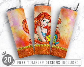 Princess 20oz Skinny Tumbler Sublimation Designs, Princess Movie, Cartoon Character, Birthday, Girl,Png,Straight &Tapered Tumbler Png Design