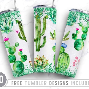 20oz Cactus Skinny Tumbler Sublimation Png, Desert, Western, Boho, Western Serape, Sublimation,Png,Wrap Sublimation Straight&Tapered Tumbler