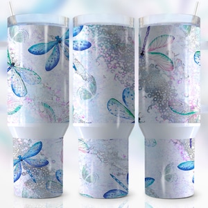 Dragonfly 40oz Quencher Tumbler Wrap, Fairy Tale, Gift For Her, Dragonfly  Png, Wrap, Sublimation, Seamless,Tumbler Design, Digital Download