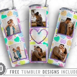 20oz Love Photo Frame Skinny Tumbler Sublimation Png, Picture Frame, Collage, Add Own Photo, Glitter, Straight &Tapered Tumbler Png Design
