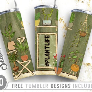 Plant Life 20oz Skinny Tumbler Wrap Design, Cadeau pour les amoureux des plantes, Plantes d'intérieur, Plantation, Straight&Tapered Tumbler Design, Téléchargement numérique