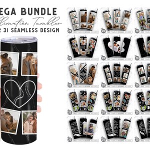 Big Photo Frame Bundle, 31 20oz Skinny Tumbler Sublimation Png, Picture Frame, Collage, Add Own Photo, Straight &Tapered Tumbler Png Design