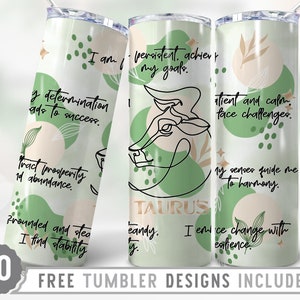 20oz Zodiac Signs Taurus Skinny Tumbler Wrap Png,Taurus Affirmation 20oz Tumbler,Horoscope,Astrology,Star Sign,Wrap Straight&Tapered Tumbler