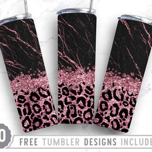 20oz Leopard Glitter Marble Skinny Tumbler Sublimation Png, Agata, Glitter, Animal Print, Pattern, Png, Straight &Tapered Tumbler Png Design