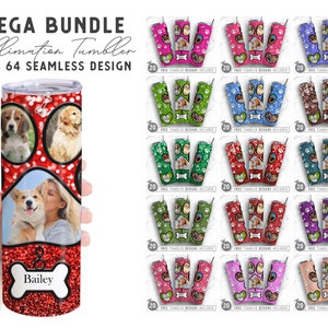 Big Dog Photo Frame Bundle, 64 20oz Skinny Tumbler Sublimation Png, Picture Frame,Collage,Add Own Photo,Straight &Tapered Tumbler Png Design
