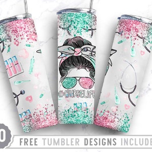 20oz Nurse Life Skinny Tumbler Sublimación Png, Enfermera, Girasol, Leopardo, Apreciación de Enfermera, Sublimación,Png,Vaso Recto y Cónico Png