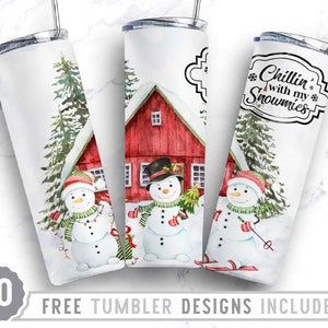 20oz Winter Cute Snowman Skinny Tumbler Sublimation Png, Christmas, Merry, Bright, Snowmies, Png, Straight &Tapered Tumbler Png Design