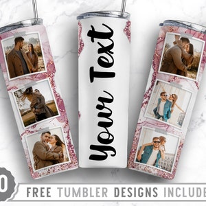 20oz Photo Frame Marble Skinny Tumbler Sublimation Png, Picture Family Frame, Collage, Glitter,Sublimation,Png,Straight &Tapered Tumbler Png