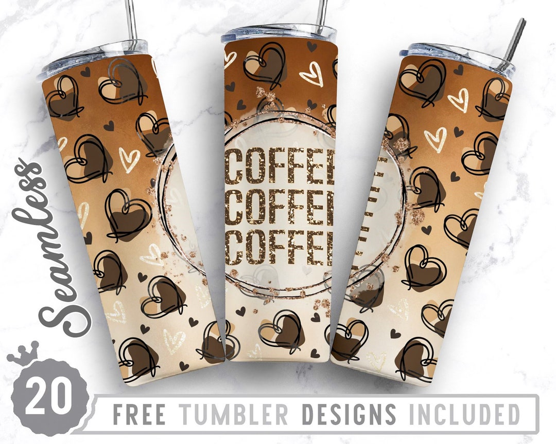 20oz Skinny Tumbler Design Sublimation Template Coffee, Coffee Png ...