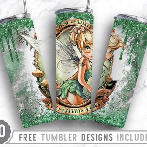 20oz Anniversaire Magic Skinny Tumbler Sublimation Png, Personnage De Dessin Animé, Princesse, Fée Clochette, Amour, Png, Droite Et Conique Tumbler Png Design