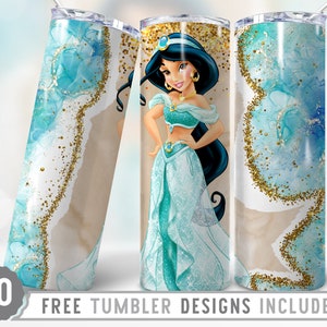 20oz Princess Girl Skinny Tumbler Wrap Png, Cartoon Character, Princess, Birthday Girl, Anime, Love,Straight &Tapered Tumbler Png Design
