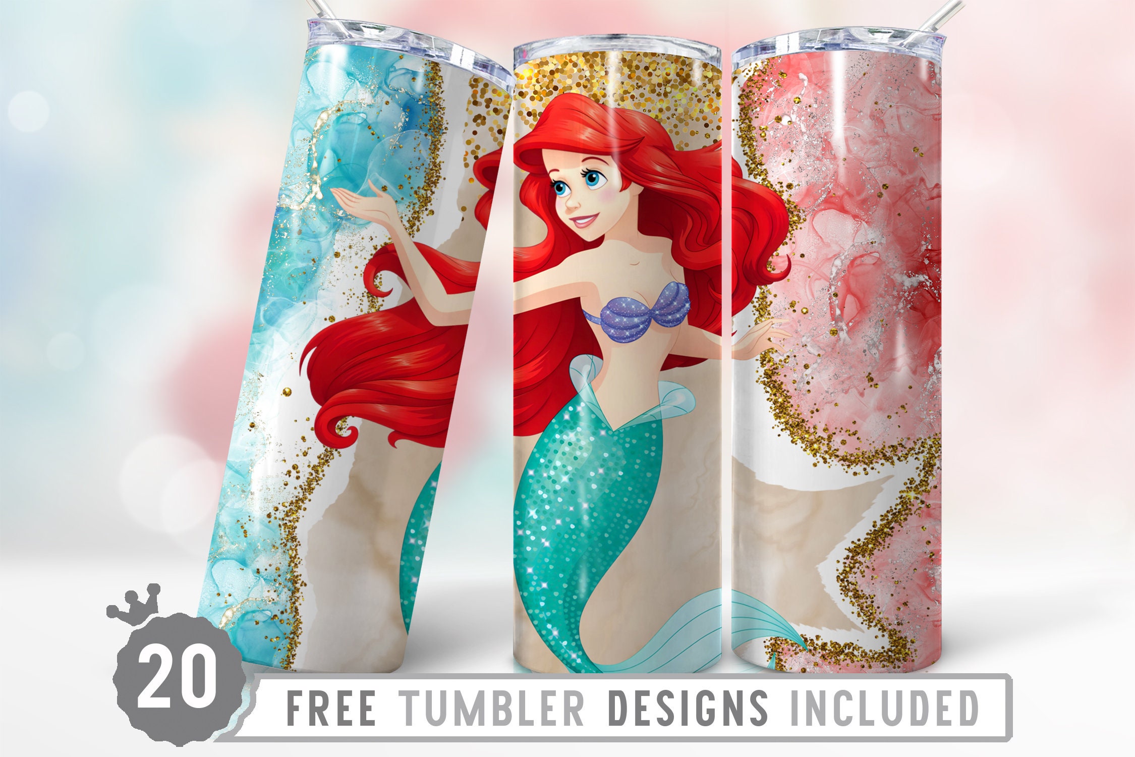 Ariel Tumbler With Straw Unique Little Mermaid Gift Ideas - Personalized  Gifts: Family, Sports, Occasions, Trending
