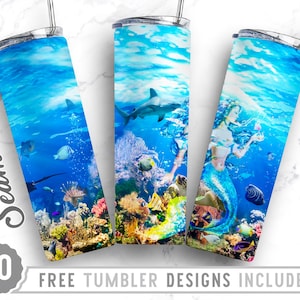 20oz Skinny Tumbler Design Sublimation Template Mermaid, Under Sea Scales,  Mermaid Tumbler Png, Wrap Sublimation Straight&Tapered Tumbler