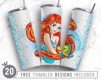 20oz Princess Skinny Tumbler Sublimation Png, Cartoon Character Png, Princess Movie, Glitter Princess Png, Straight &Tapered Tumbler Design