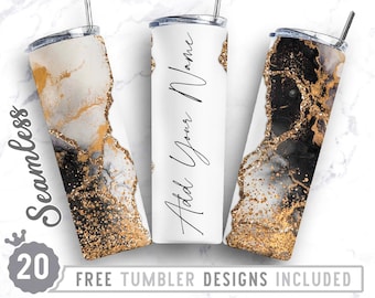 Bundle 20oz Skinny Tumbler Design Sublimation Template Marble, Marble Png, Add Your Own Text, Wrap Sublimation Straight&Tapered Tumbler,Png