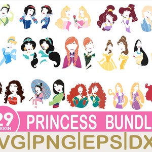 Księżniczka Svg Duży Pakiet, Postać Księżniczki Svg, Księżniczka Svg, Syrena Svg, Mulan Svg, Waleczna Svg, Księżniczka Anna, Księżniczka Bella, Księżniczka Kopciuszek