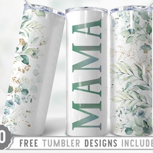 20oz Mama Skinny Tumbler Sublimación Png, Mamá, Día de la Madre, Rosas, Flores, Groovy, Boho, Floral, Png, Vaso Recto y Cónico Diseño Png