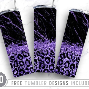 20oz Leopard Glitter Marble Skinny Tumbler Sublimation Png, Agata, Glitter, Animal Print, Pattern, Png, Straight &Tapered Tumbler Png Design