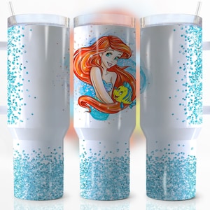 40oz Birthday Quencher Tumbler Wrap, Cartoon Character Png, Princess Movie, Glitter Princess Png, Wrap, Sublimation,Seamless, Tumbler Design