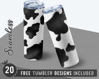 Cow Print 20oz Skinny Tumbler Wrap Design PNG, Animal Pattern, Heifer, Cowgirl,Cow Png,Straight&Tapered Tumbler Design, Digital Download,Png