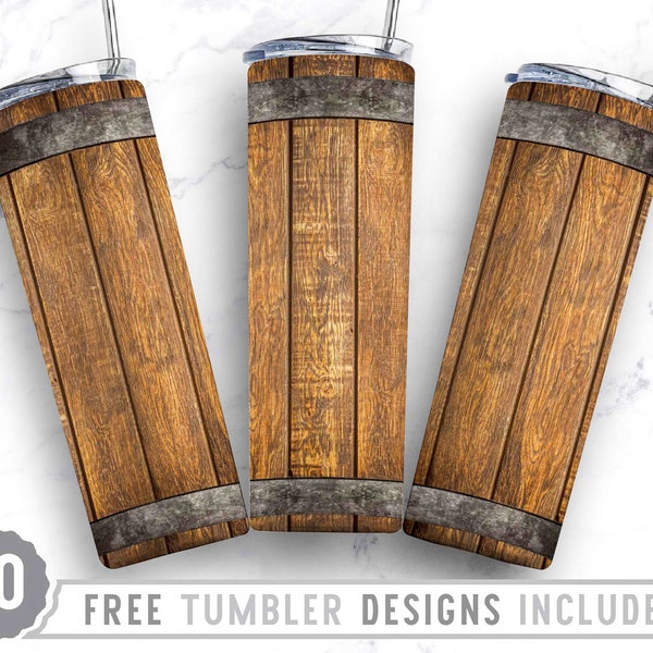20oz Whisky Barrel Skinny Tumbler Sublimation Png, Wood Barrel, Wooden, Rustic Wood, Alcohol, Png, Wrap Sublimation Straight&Tapered Tumbler