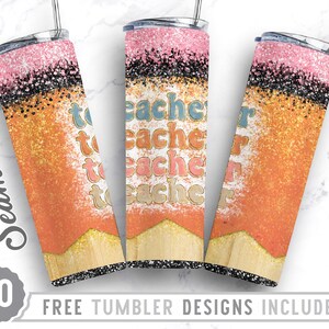 Teacher 20oz Skinny Tumbler Wrap Design PNG, Straight&Tapered Tumbler Design, Digital Download, Teacher Tumbler,Pencil Monogram Png,Png file