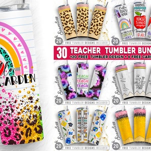 Big Teacher Bundle, 30 20 oz Teacher Fuel Skinny Tumbler Sublimation Png, Teacher Life, School, Apple, Love, Teacher Appreciation, Sublimation