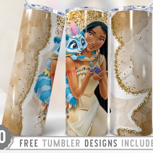 20oz Birthday Girl Skinny Tumbler Wrap Png, Postać z kreskówki, Princess Tumbler Png, Glitter Princess Png, Prosty i zwężany projekt Tumbler