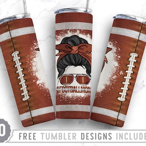 20oz Football Mom Skinny Tumbler Sublimation Png, American Football, Leopard, Glitter, Mom Life, Png, Straight &Tapered Tumbler Png Design