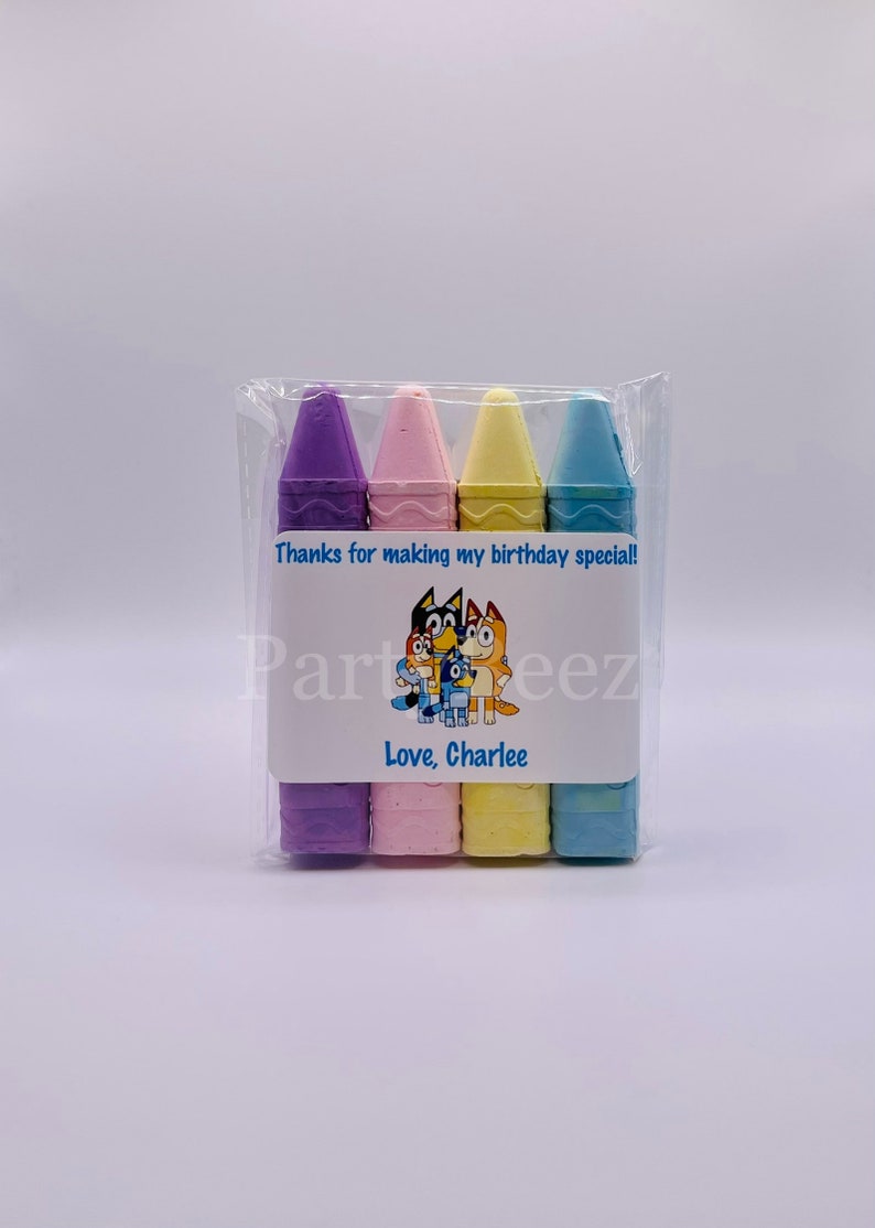8 Personalized Bluey Chalk Party Favors Bluey Chalk Bluey Etsy