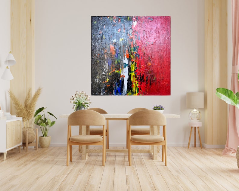 Original Acrylbild auf Leinwand, modernes Zuhause, abstrakte Malerei, bunte Struktur, abstrakte Malerei, modernes Zuhause Bild 3